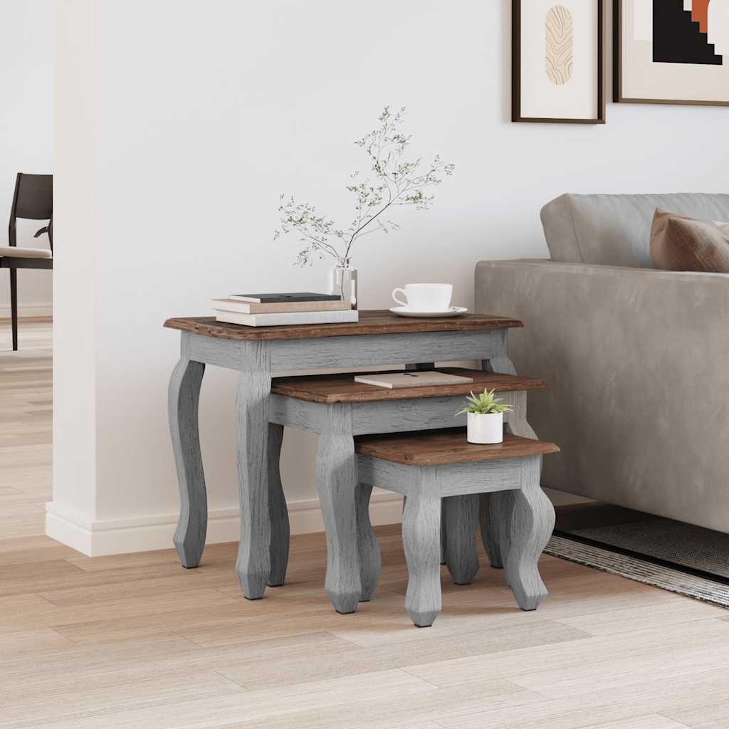 Satsbord 3 delar massivt mahognyträ