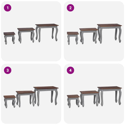 Satsbord 3 delar massivt mahognyträ