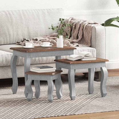 Satsbord 3 delar massivt mahognyträ