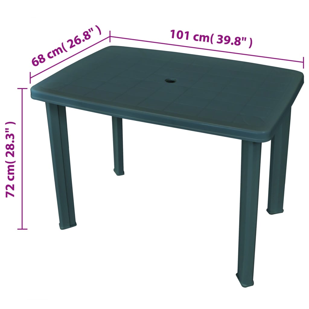 Trädgårdsbord grön 101x68x72 cm plast