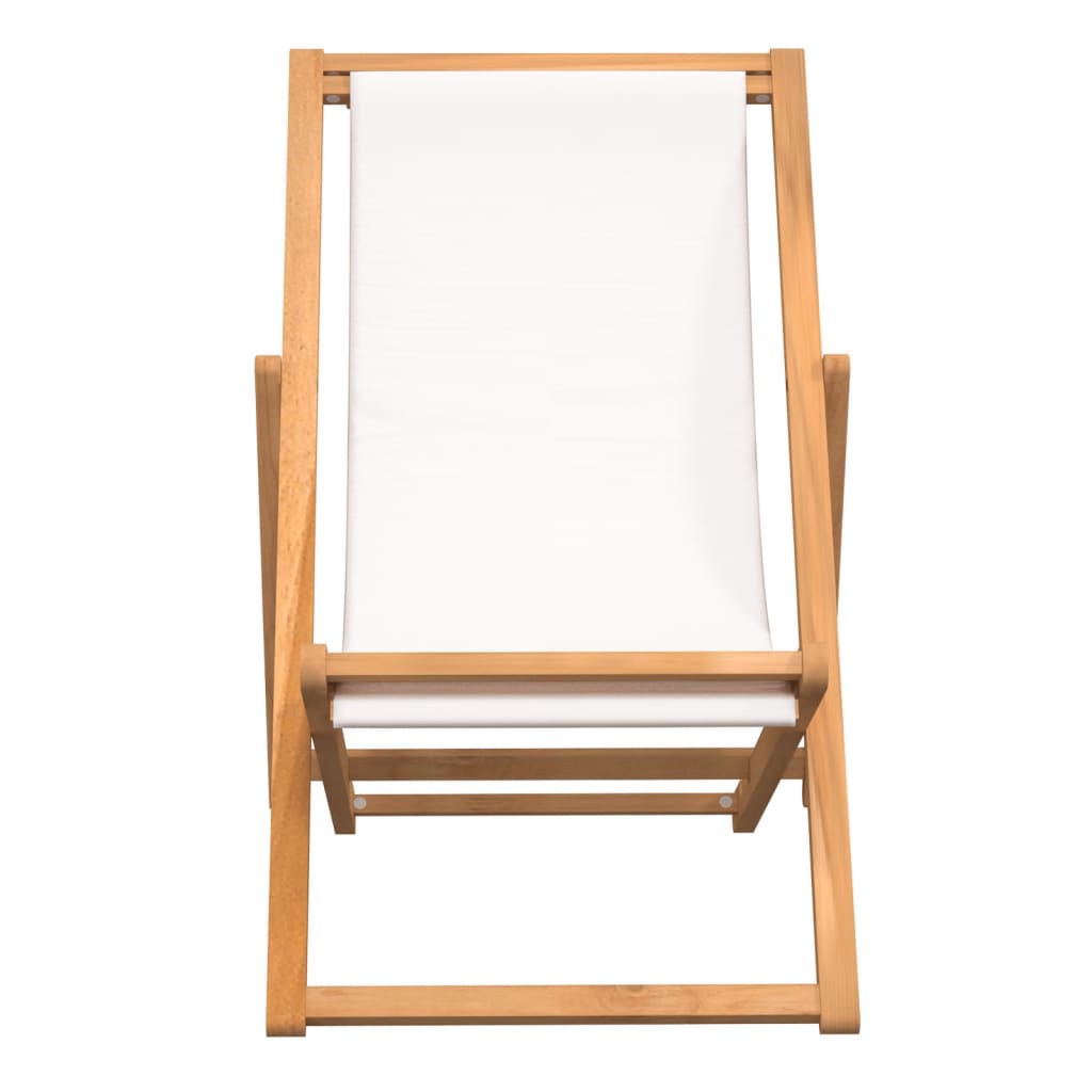 Strandstol teakträ 56x105x96 cm gräddvit