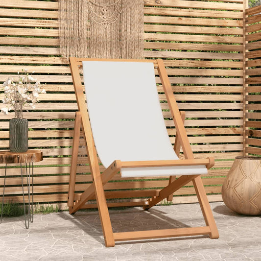 Strandstol teakträ 56x105x96 cm gräddvit