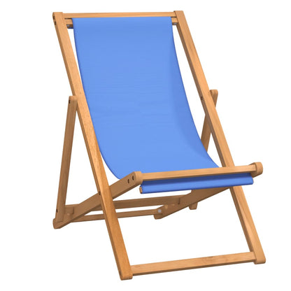 Strandstol teakträ 56x105x96 cm blå