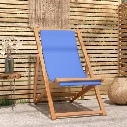 Strandstol teakträ 56x105x96 cm blå