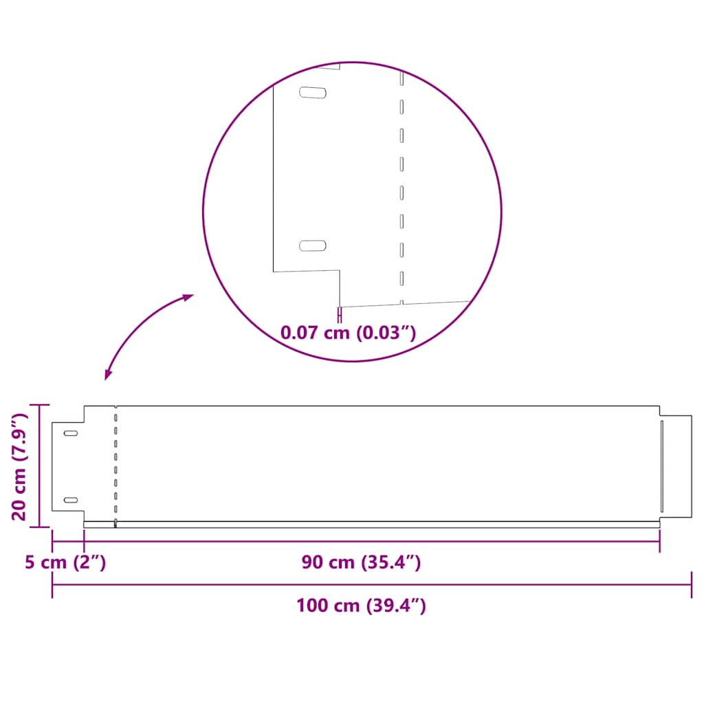 Rabattkanter 15 st galvaniserat stål 100x20 cm