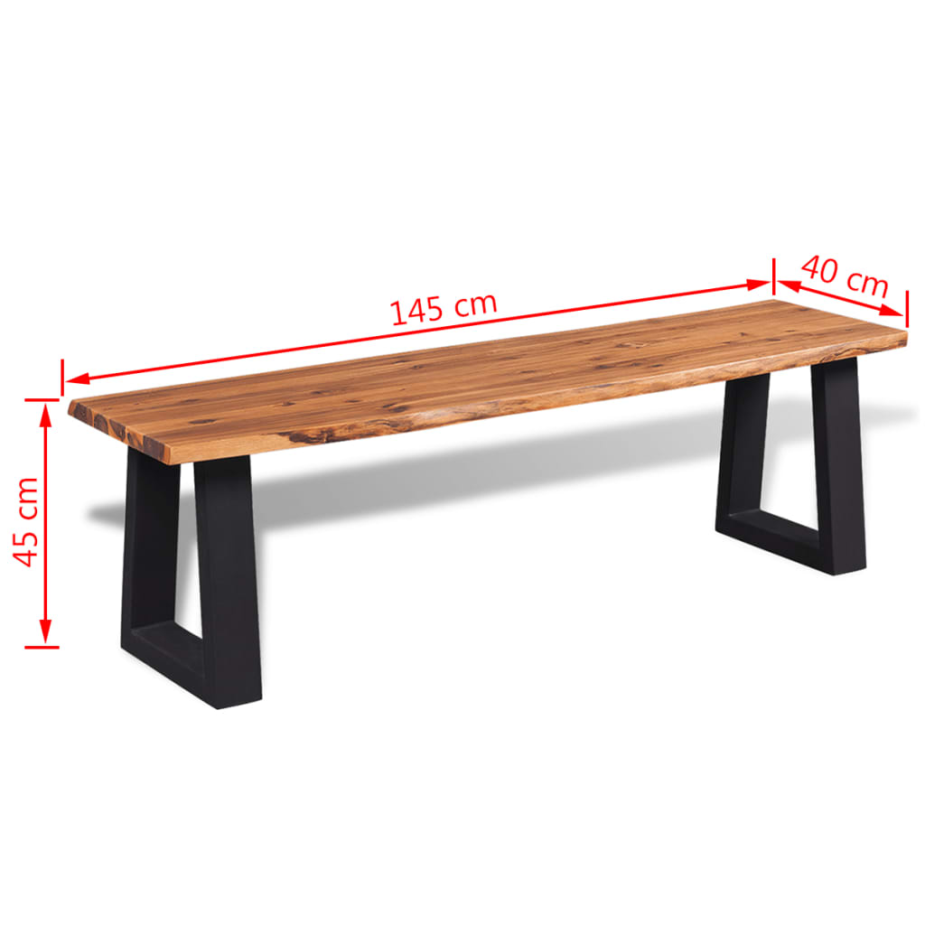 Bänk massivt akaciaträ 145 cm