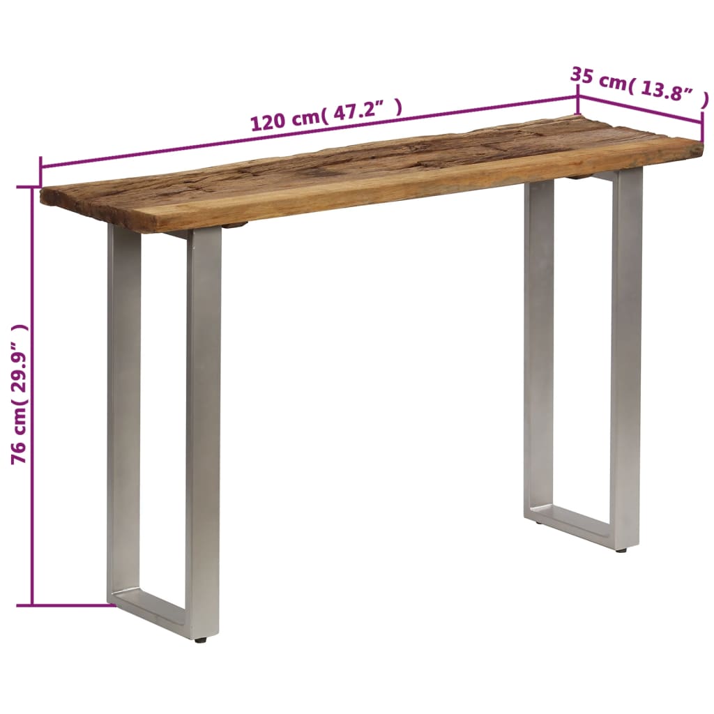 Konsolbord återvunnet trä och stål 120x35x76 cm