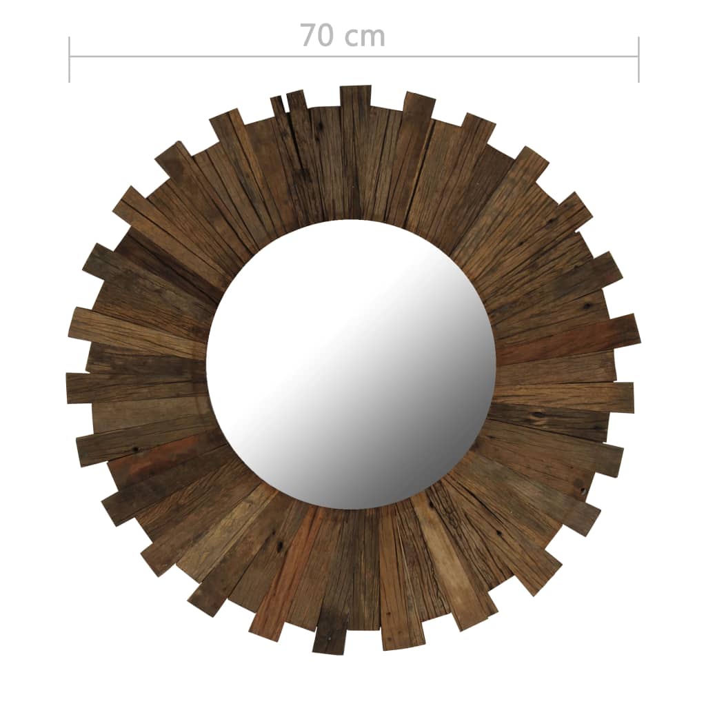 Väggspegel massivt återvunnet trä 70 cm