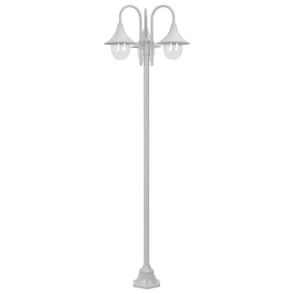 Lyktstolpe för trädgård E27 220 cm aluminium 3 lyktor vit