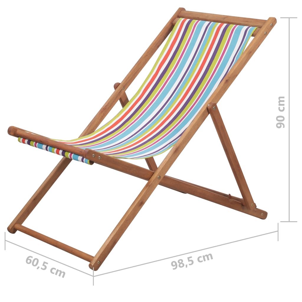 Hopfällbar strandstol tyg och träram flerfärgad