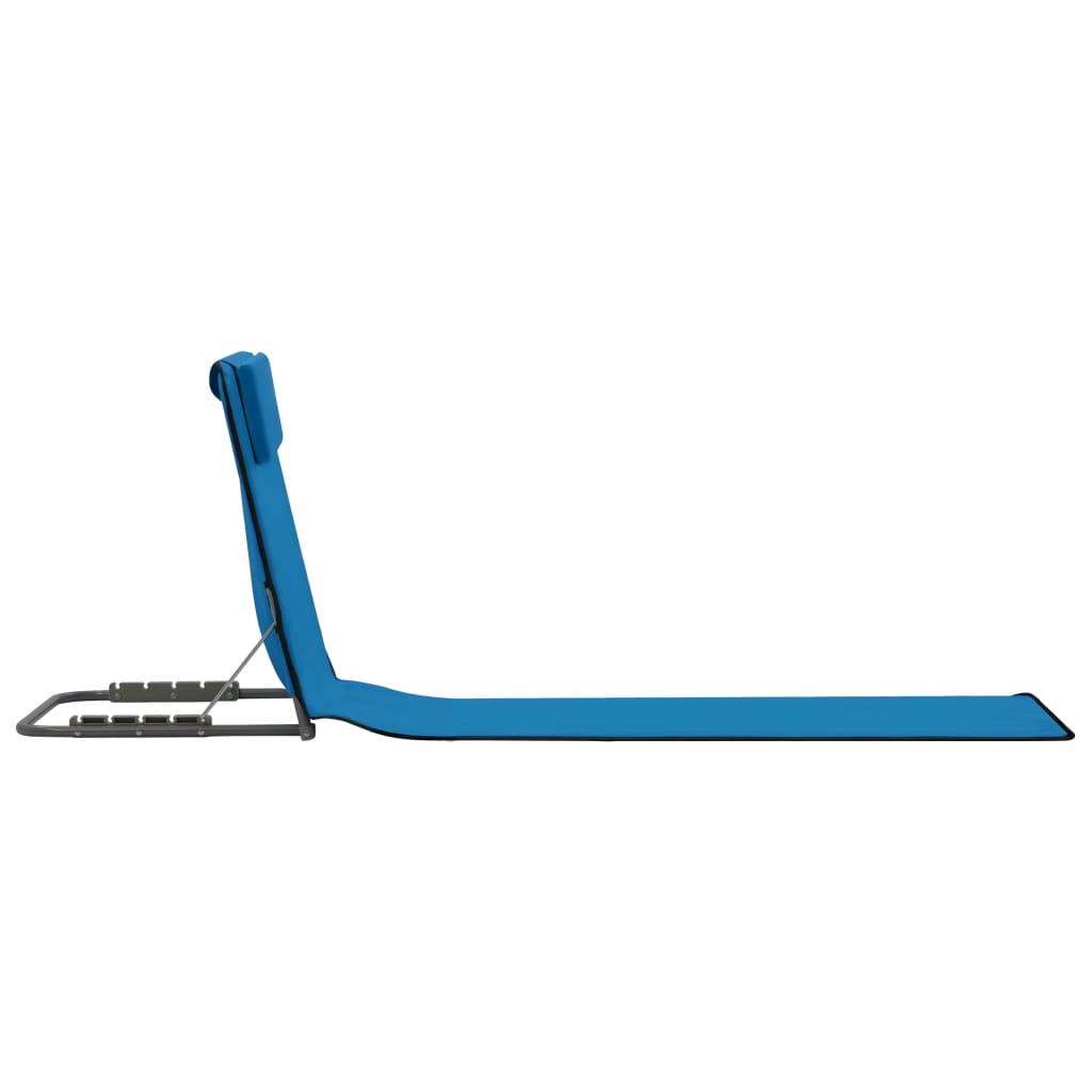 Hopfällbara strandmattor 2 st stål och tyg blå