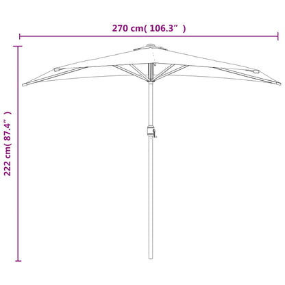 Balkongparasoll med aluminiumstolpe taupe 270x144 cm halvrunt