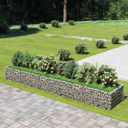 Planteringsgabion upphöjd galvaniserat stål 450x90x50 cm