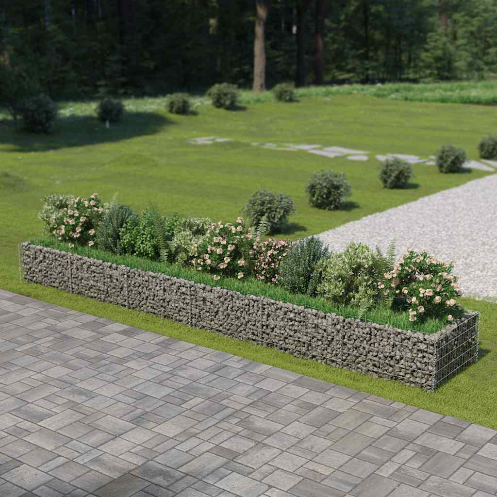 Planteringsgabion upphöjd galvaniserat stål 540x90x50 cm