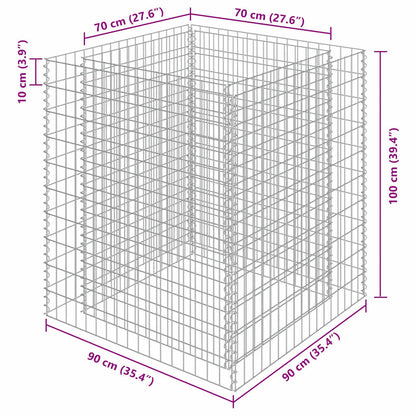 Planteringsgabion upphöjd galvaniserat stål 90x90x100 cm