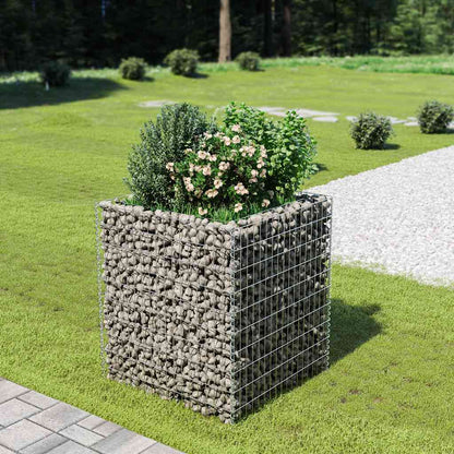 Planteringsgabion upphöjd galvaniserat stål 90x90x100 cm