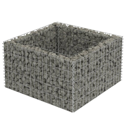 Planteringsgabion upphöjd galvaniserat stål 90x90x50 cm