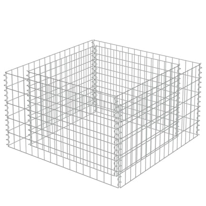 Planteringsgabion upphöjd galvaniserat stål 90x90x50 cm