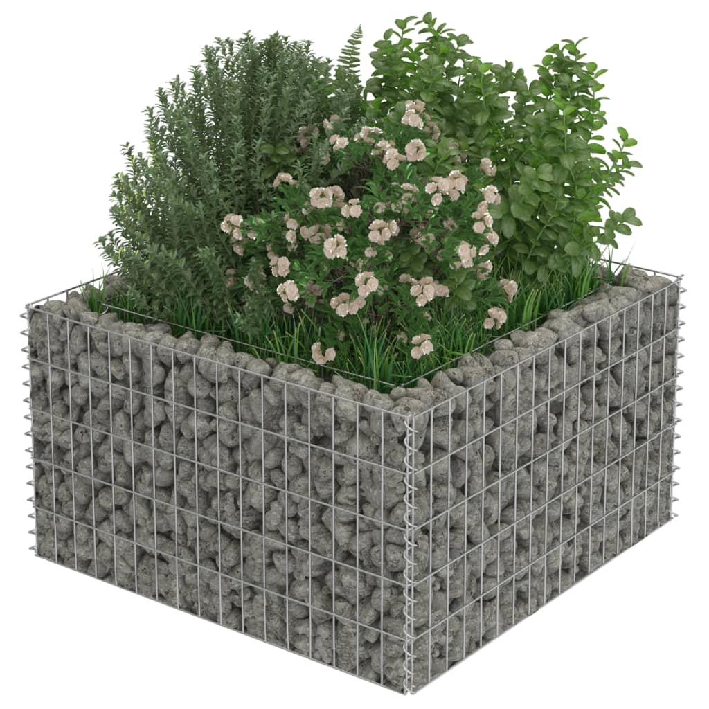 Planteringsgabion upphöjd galvaniserat stål 90x90x50 cm