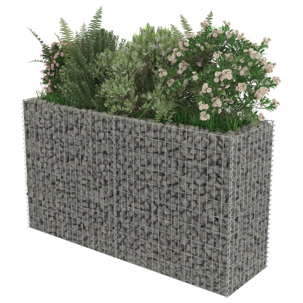 Planteringsgabion upphöjd galvaniserat stål 180x50x100 cm