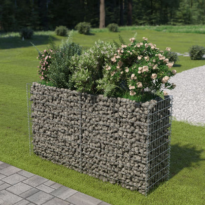 Planteringsgabion upphöjd galvaniserat stål 180x50x100 cm