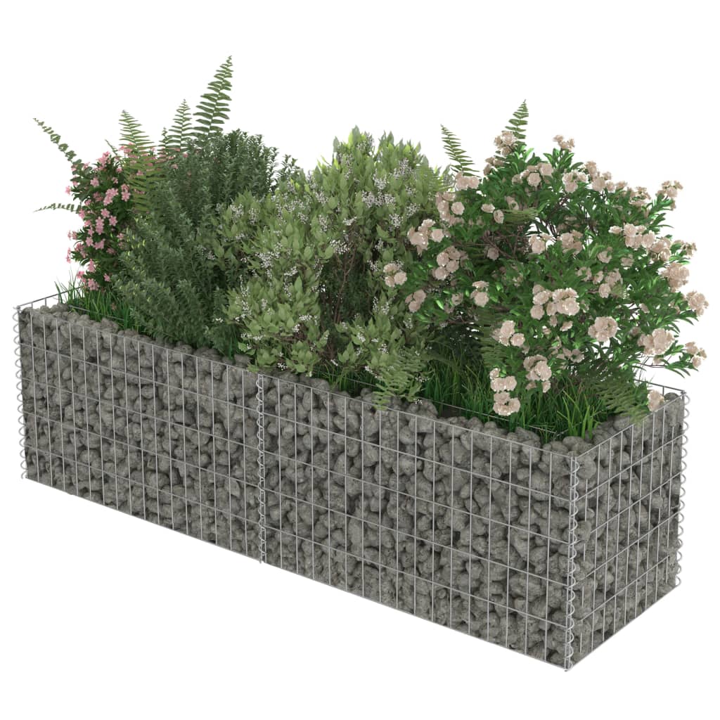 Planteringsgabion upphöjd galvaniserat stål 180x50x50 cm