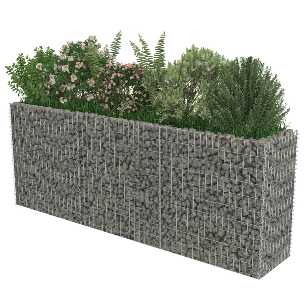 Planteringsgabion upphöjd galvaniserat stål 270x50x100 cm