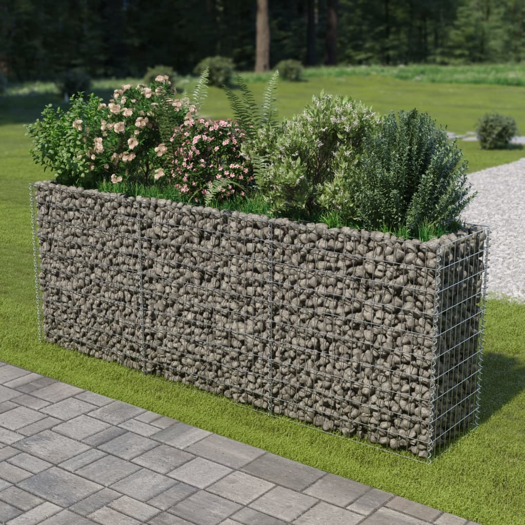 Planteringsgabion upphöjd galvaniserat stål 270x50x100 cm