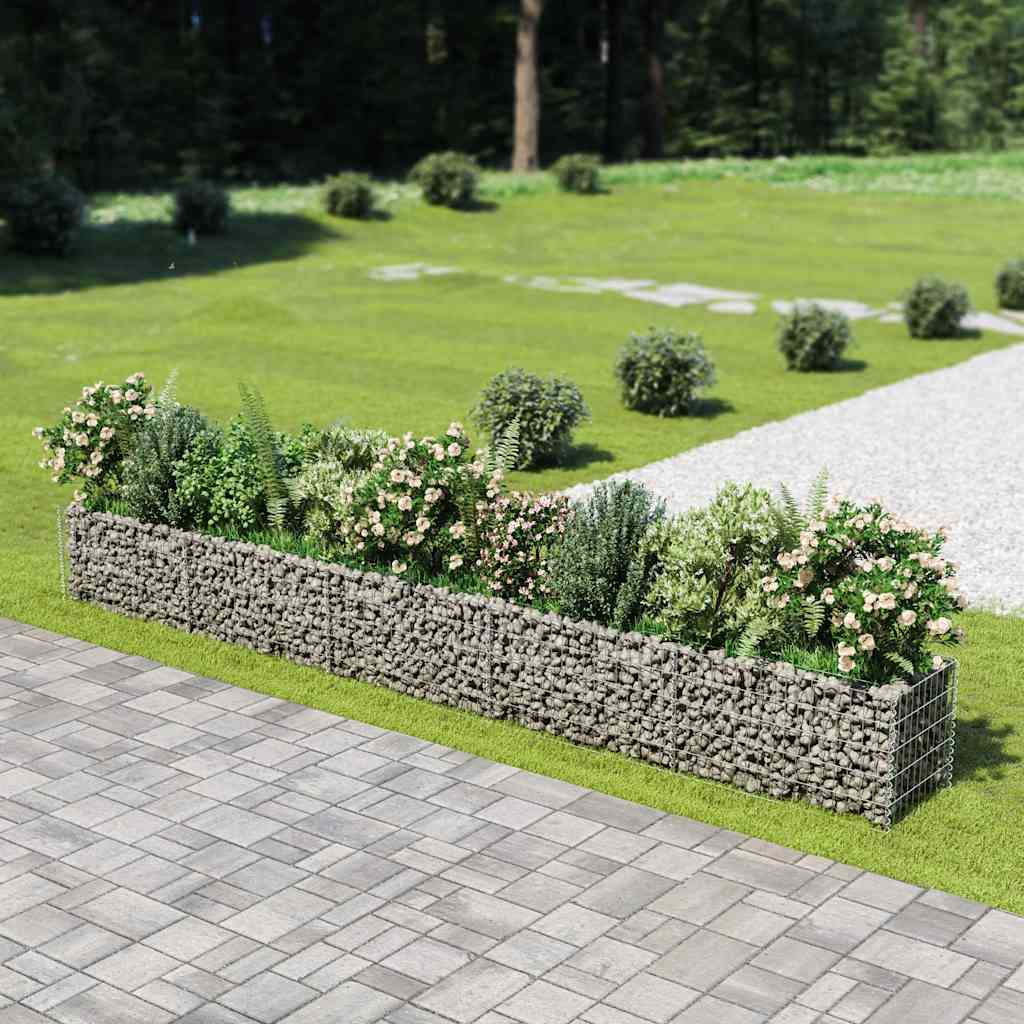 Planteringsgabion upphöjd galvaniserat stål 450x50x50 cm