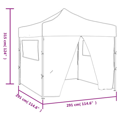 Pop-Up hopfällbart partytält med 4 sidoväggar 3x3 m antracit