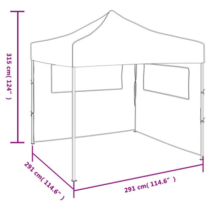 Pop-Up hopfällbart partytält med 2 sidoväggar 3x3 m antracit