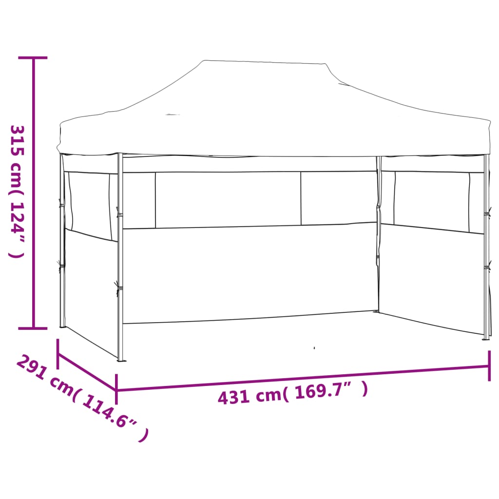 Hopfällbart tält med 3 väggar 3x4,5 m blå