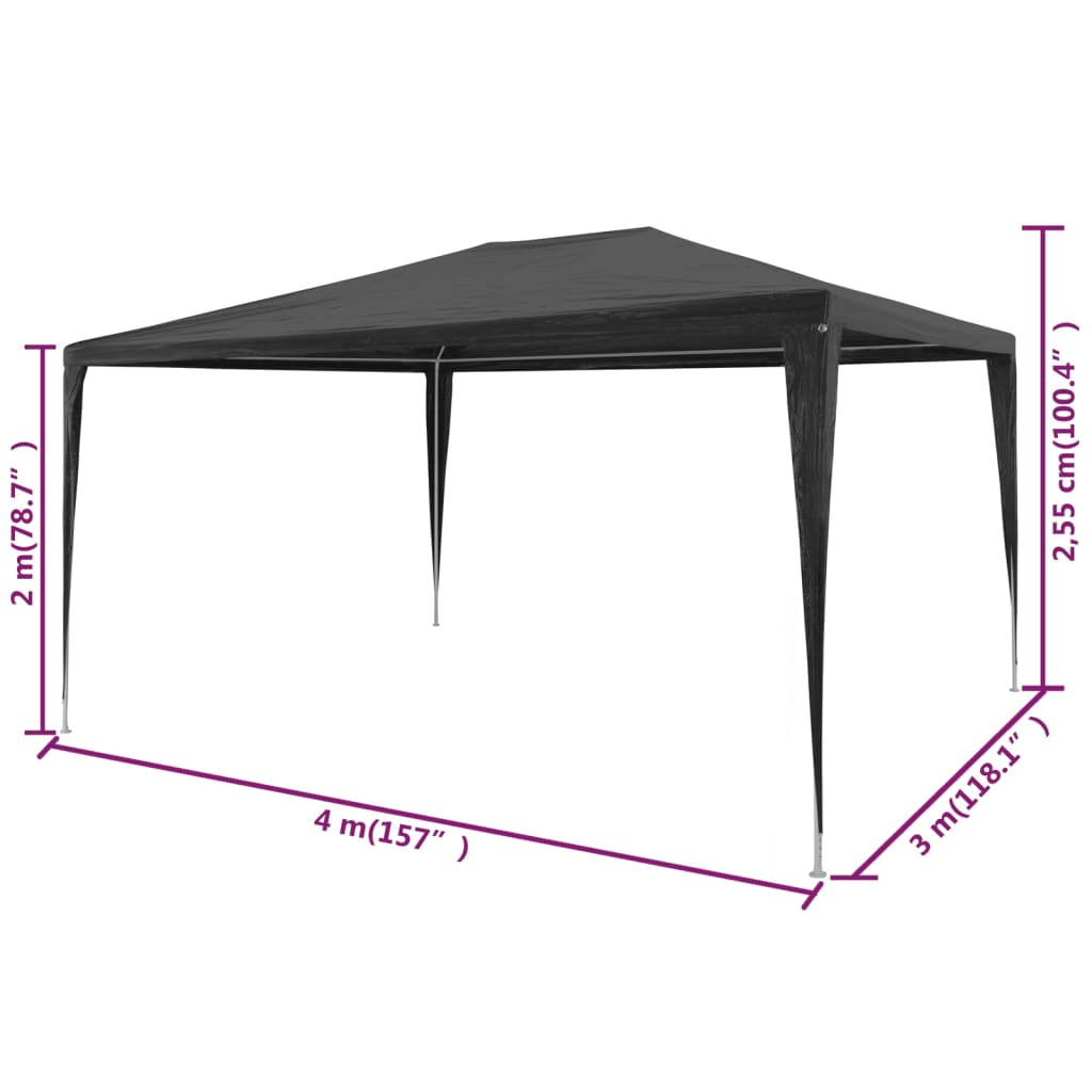 Partytält PE 3x4 m antracit