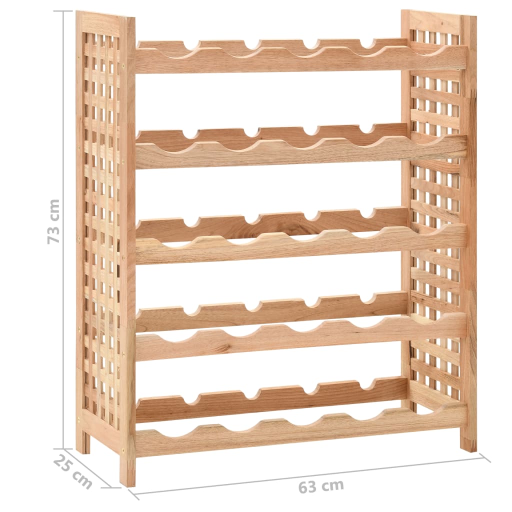 Vinställ för 25 flaskor massivt valnötsträ 63x25x73 cm