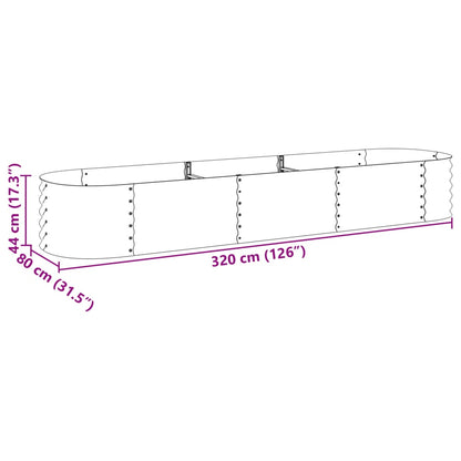 Odlingslåda upphöjd galvaniserat stål 320x80x44 cm silver