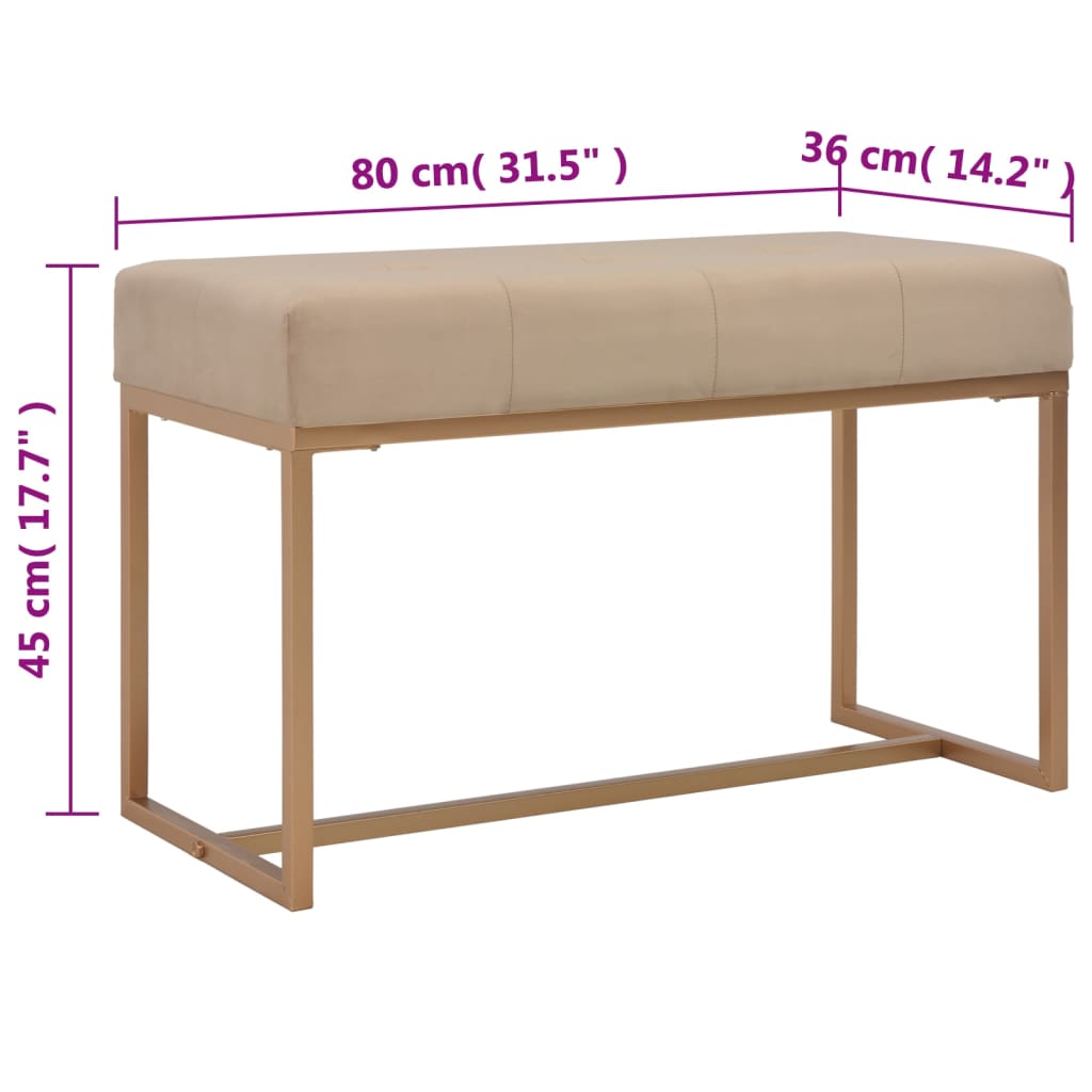 Bänk 80 cm beige sammet