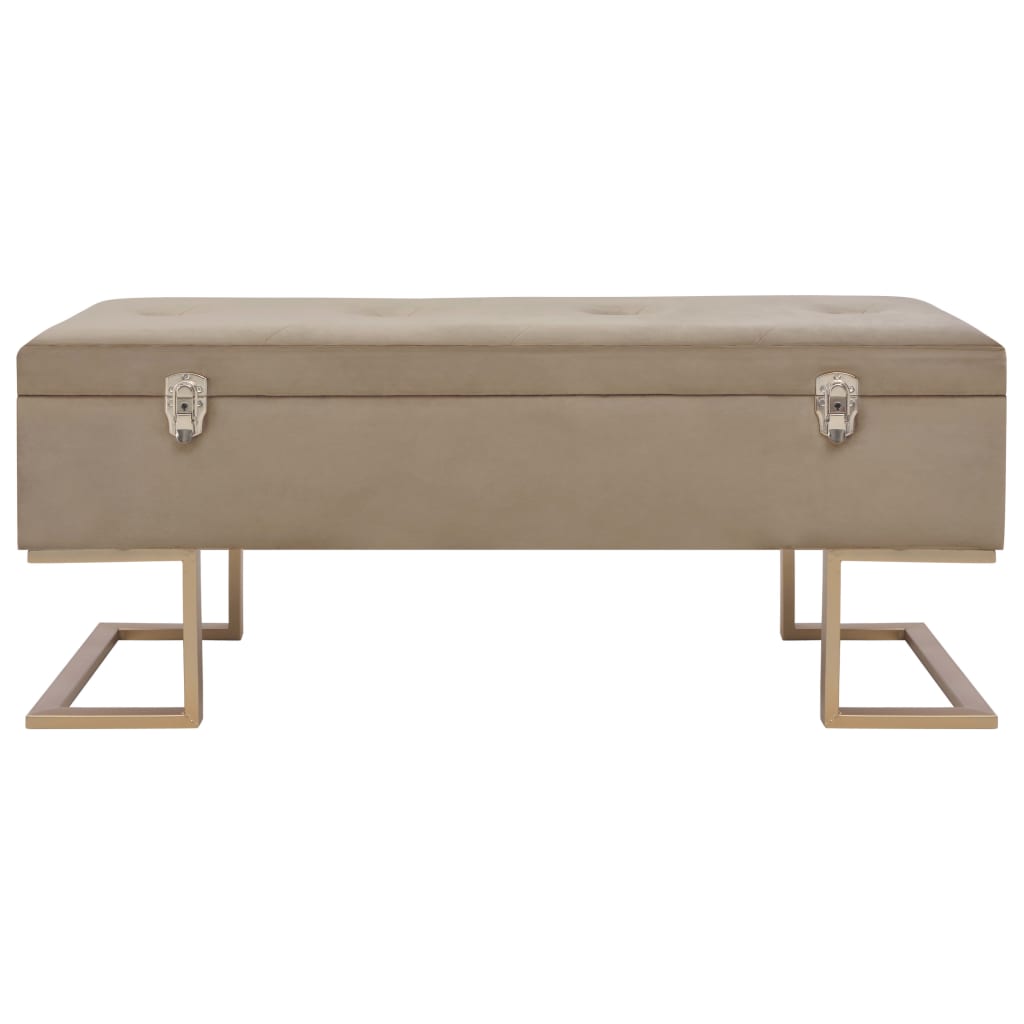 Bänk med förvaringsutrymme 105 cm beige sammet