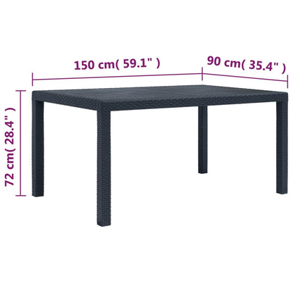 Trädgårdsbord antracit 150x90x72 cm konstrotting