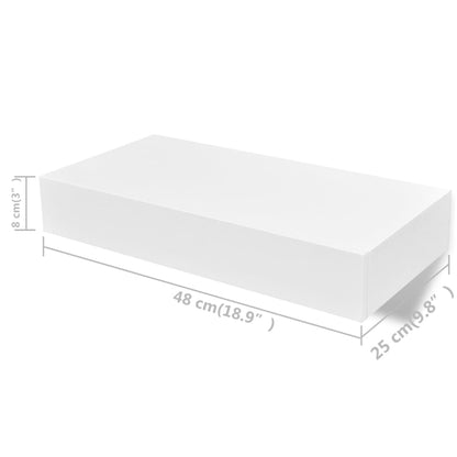 Svävande vägghyllor med lådor 2 st 48 cm vit