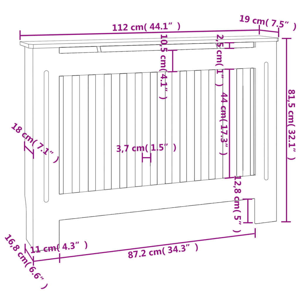 Elementskydd 2 st MDF vit 112 cm