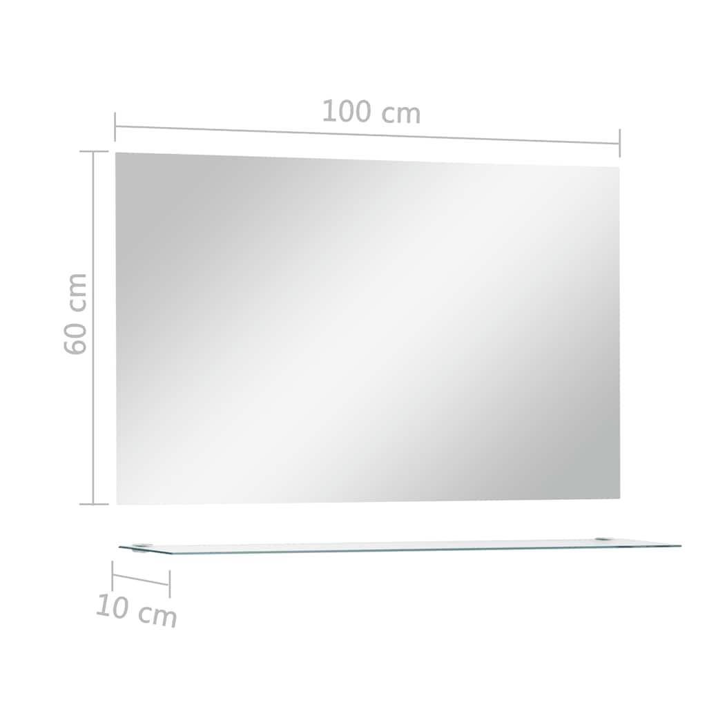 Badrumsspegel med hylla 100x60 cm härdat glas