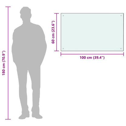 Stänkskydd vit 100x60 cm härdat glas