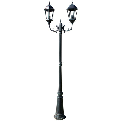 Trädgårdslampa 2 armar 230 cm mörkgrön/svart aluminium