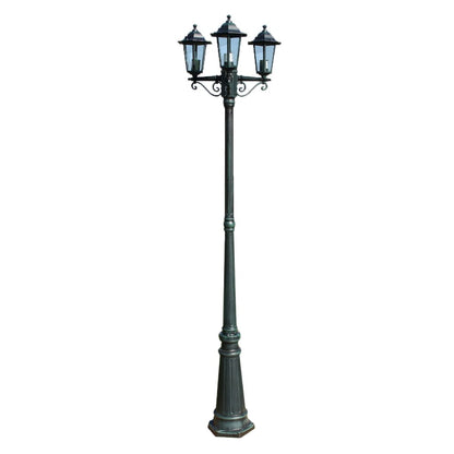 Trädgårdslampa 3 armar 215 cm mörkgrön/svart aluminium