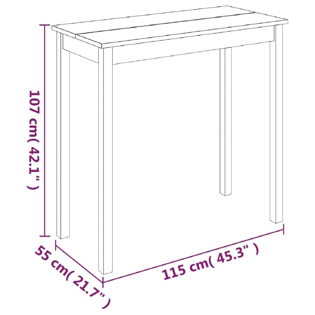 Barbord MDF svart 115x55x107 cm