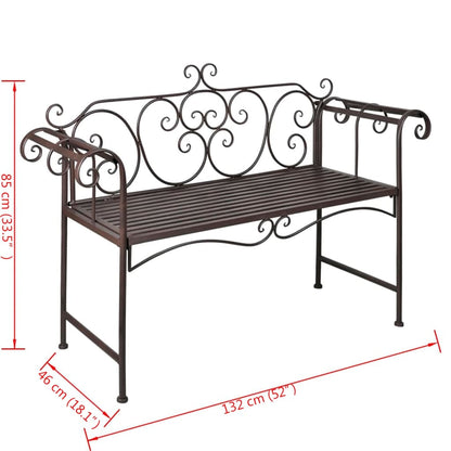 Trädgårdsbänk 132 cm stål antikbrun