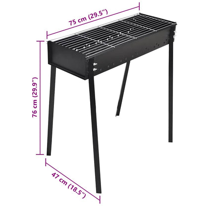 Kolgrill rektangulär svart 75x28 cm