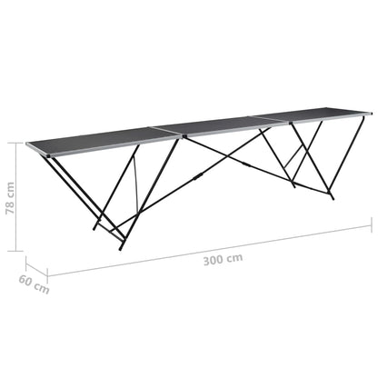 Hopfällbart tapetbord MDF och aluminium 300x60x78 cm