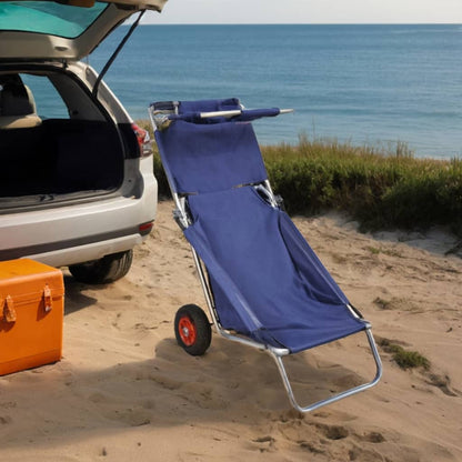 Strandvagn med hjul hopfällbar blå