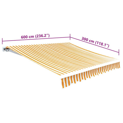 Markisduk solros 6 x 3 m gul & vit (utan ram)